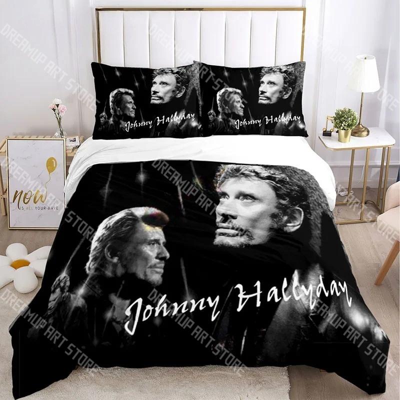 3D-Druck Johnny Hallyday Rock Bettwäsche-Set Einzelbett Doppelbett King-Size Vollgröße Bettbezug Kissenbezug Bett Jungen Mädchen Erwachsene Heimtextilien