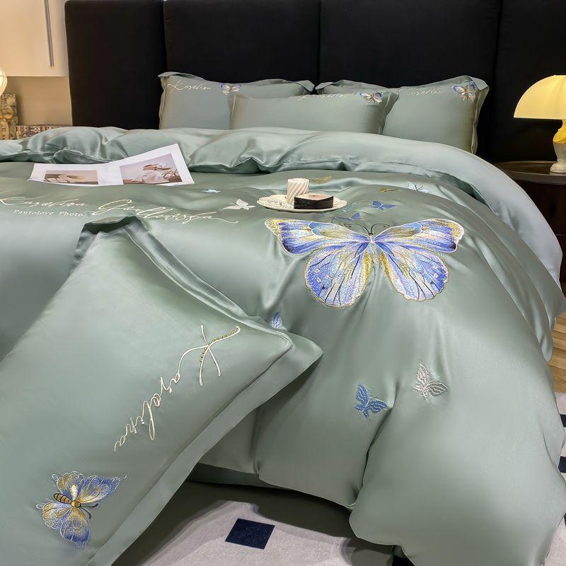 

Високоякісна простирадло з жаккардового шовку з льодового шовку з 4 предметів, сучасний стиль, літня шовкова дихаюча домашня постільна білизна Простирадло + підодіяльник + наволочка Suit&2.2m bed-4pcs