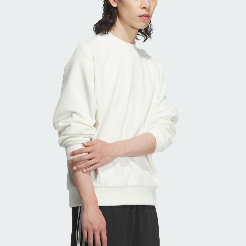 adidas Men's ST WARM Tops Crew Neck Sweatshirt Cream White JI6651