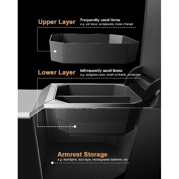 2026 Equinox Center Console Organizer - For 2025-2026 Chevy Equinox Double Layer Center Console Organizer - Double-Layer Armrest Box Storage Tray For