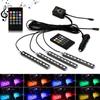 4Pcs 9LEDs Strip Light Wireless Remote/Voice Control Car RGB LED Neon Interior Lamp Decorative Lights