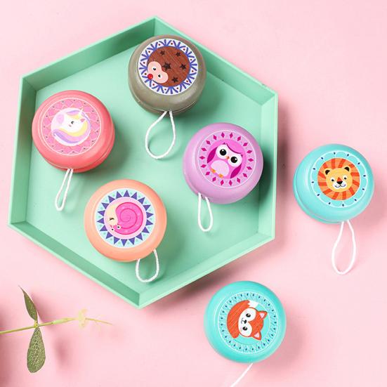 Kids Yoyo Toy with String Colorful Cartoon Trick Yoyo Responsive Ball Reflexing Auto Return Wooden