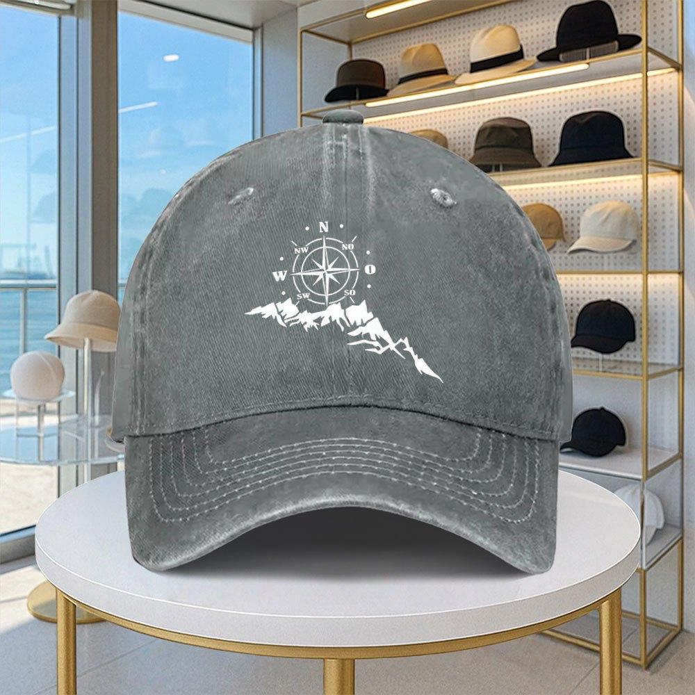 Compass  Mountain Design Baseball Cap  Lightweight Adjustable Unisex Casual Hat for All Seasons