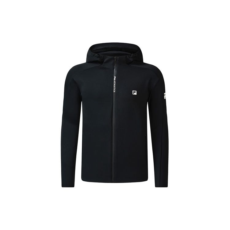 

FILA Athletics FW22 Solid Logo Sports Casual Knit Hooded Jacket Autumn Men jackets Deep-Black A11M231504FBK M