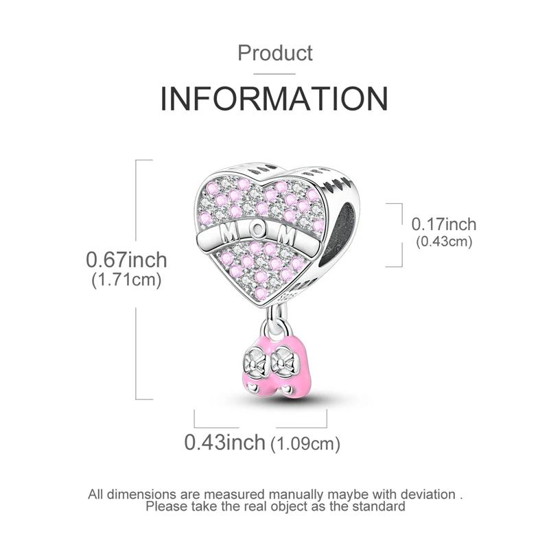 Charms Copperpink Mother And Child Shoes Heart Beads Fit Charms Plataoriginal Bracelet Beads Women Jewellery Making