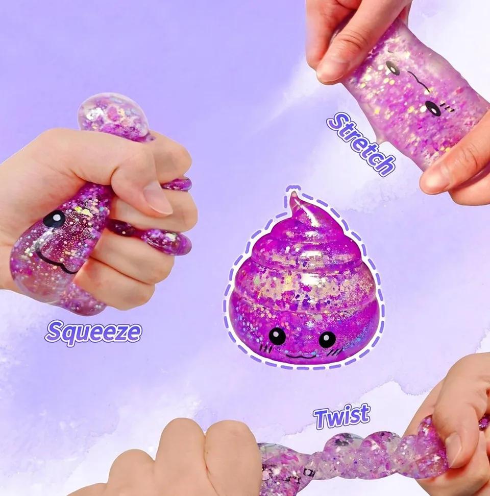 Zábavná Poop maltózová stresová koule Squishy v slepém boxu Třpytivá Vtipná Pružná K mačkání úleva od stresu Hračky Dospělí Dárek k aprílu