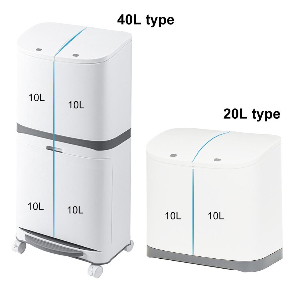 20L/Plastikowy Kosz na Śmieci Kuchenny Narożny Kosz do Recyklingu Otwierany Naciskiem Nowy Pojemnik na Śmieci 40LWygodny Sortownik Śmieci z Kółkami