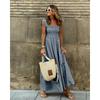Elegant Plaid Slip Maxi Long Dress Summer Women Strapless Ruffle Backless Pleated Elastic Waist Boho Party Swing Loose Dresses
