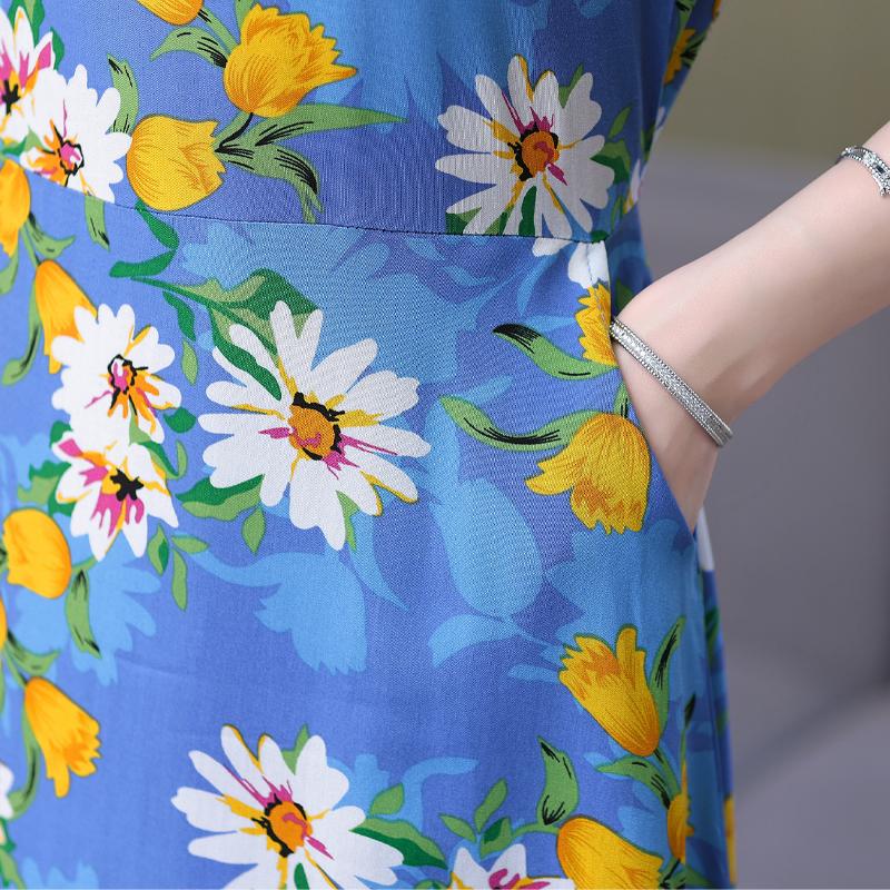 Sommer-Boho-Kleider für Damen, elegantes kurzärmliges langes Kleid in Übergröße