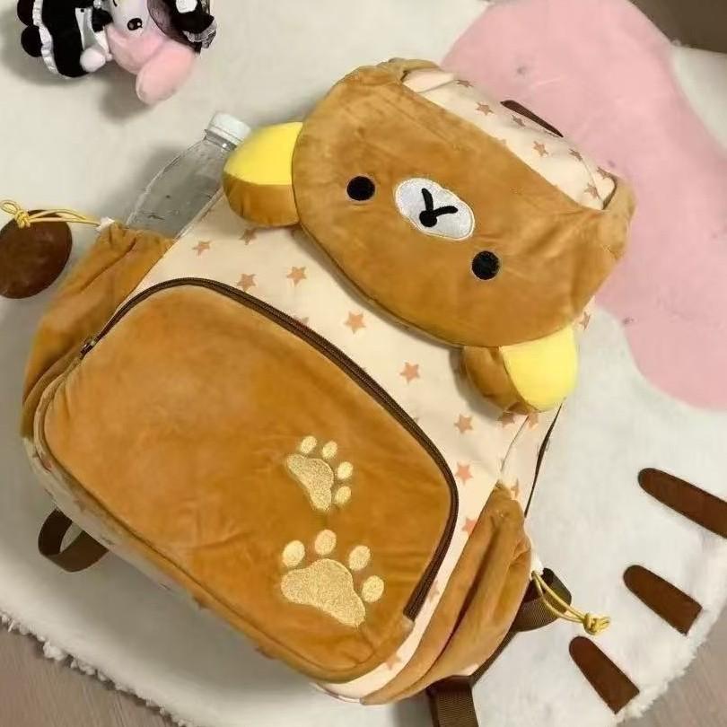 Schoolbag Plush Cartoon Japanese Backpack Cute Bear Kitten Large Capacity Backpack Girl Versatile Student School Bag