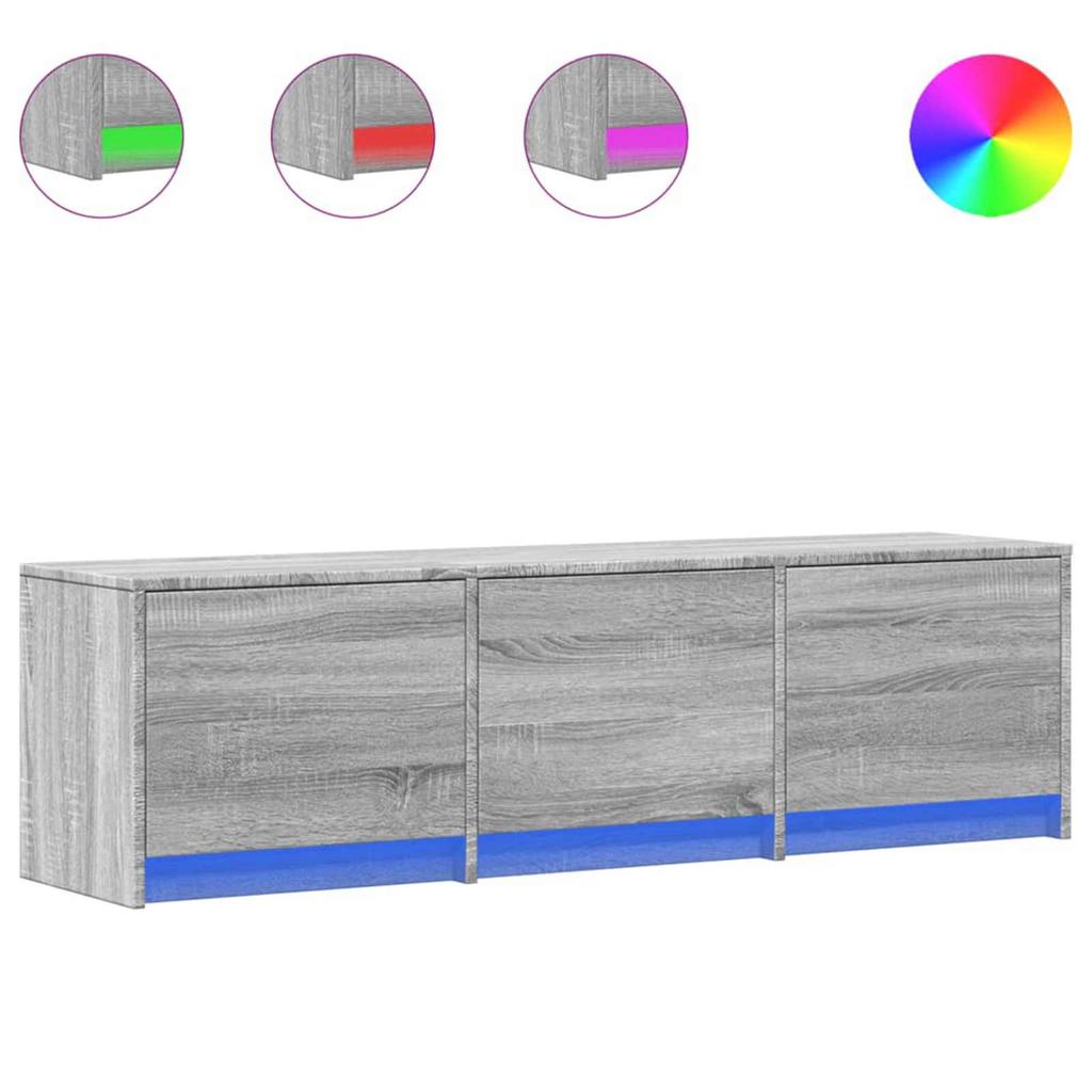 TV Cabinet with LED Lighting Grey Sonoma 140 x 34 x 40 cm Particleboard