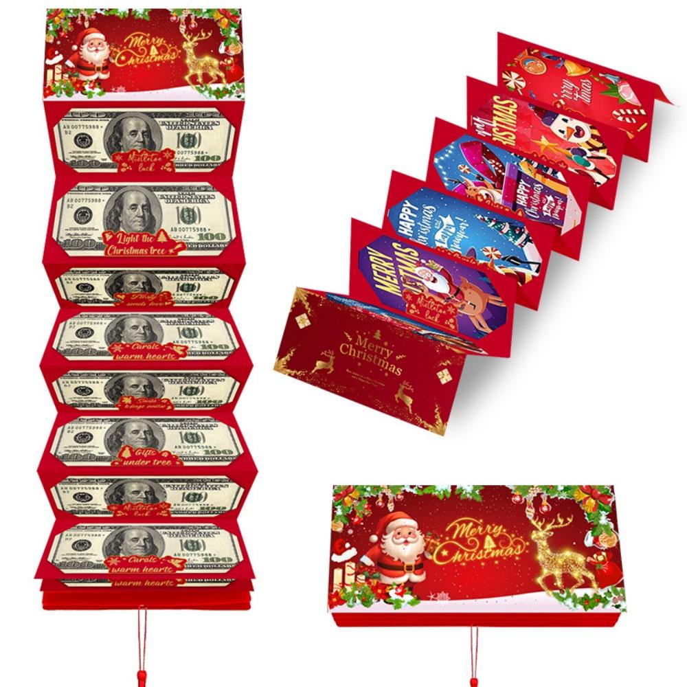 1/4Pcs Family Dinner Surprise Santa Claus 10 Card Red Envelope Christmas Surprise Party Money Box Party Favors