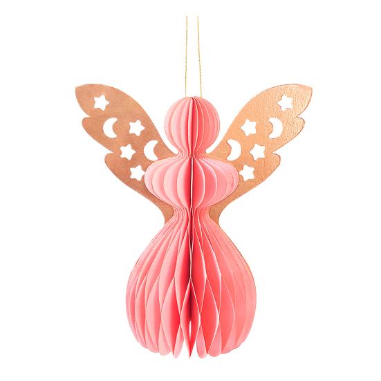 Angel Honeycomb Ornament Paper Angel Hanging Ornament with Sparkling Edge 3D Honeycomb Angel Decoration for Birthday Party Wedding