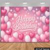 2D Pink Heart & Star Happy Birthday Backdrop Banner Party Photography Background