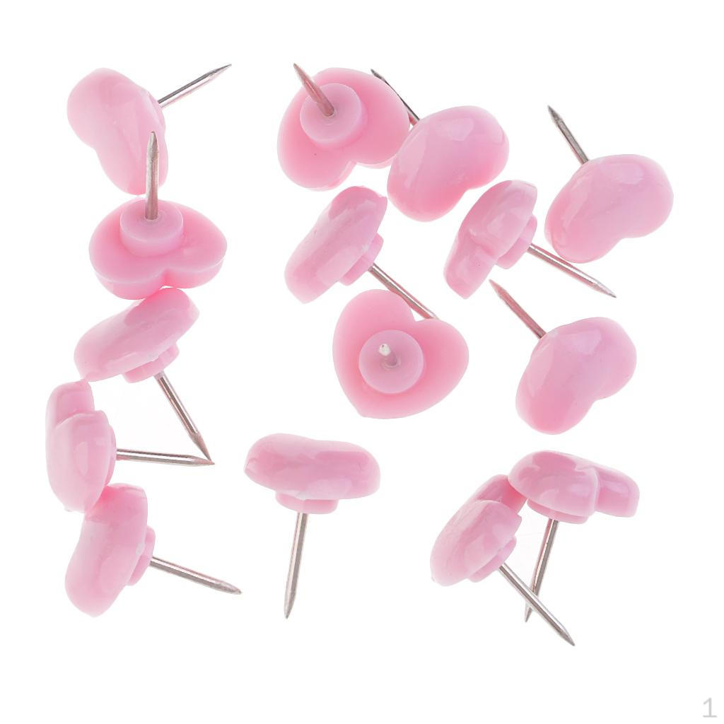 

50 Piece Heart Shape Head Push Pins Drawing Thumbtack for Office Notice Board Pink
