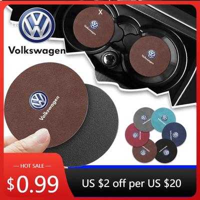Pentru VOLKSWAGEN VW suport de pahar din piele pentru mașină, pad antiderapant pentru pahar cu apă, insignă, accesorii auto pentru Volkswagen Vw Golf 7 5 6 Mk4 Mk7 Mk5 Tiguan J