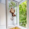 Playful Monkey Swinging on Vine with Green Leaves Static Cling Window Sticker Removable Self-Adhesive Glass Decal Home Decor Art
