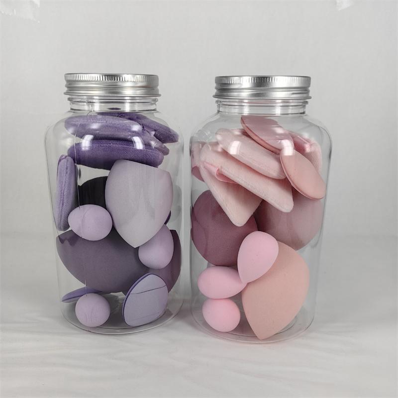 14pcs Makeup Sponge Set With Storage Jar Makeup Blender Cosmetic Puff Makeup Sponge Cushion Foundation Powder Sponge Beauty Tool