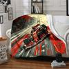 1 szt. Koc Flanelowy Wyścigowy Formuła 1 HD Nadruk Lekki Miękki Ciepły Koc na Cały Sezon do Sofy, Łóżka, Podróży, Kempingu Można Prać w Pralce