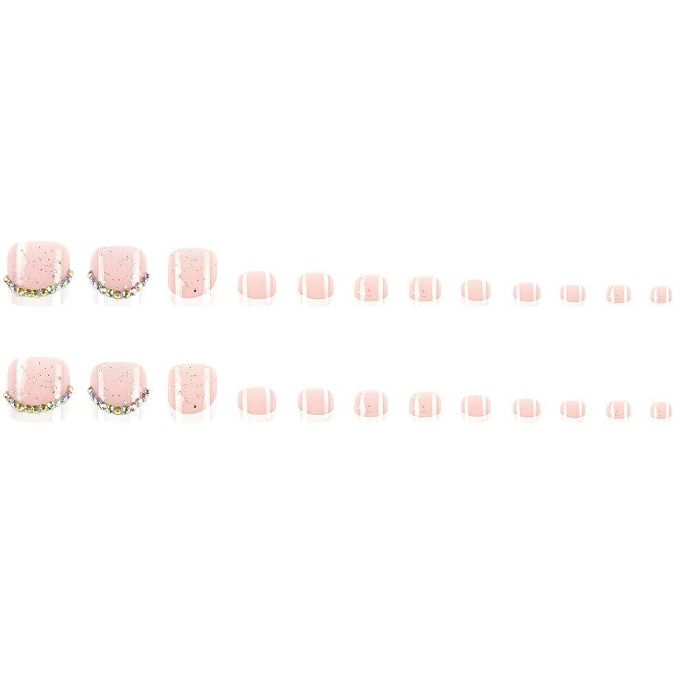 Square Head Fake Toenails Wearable Manicure Foot Nail Tips Detachable Press On Nails  Girl