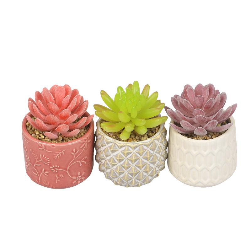 Simulation Succulent Ceramic Potted Plant Combination Nordic Style Office Desktop Ornament Gift Artificial Succulent