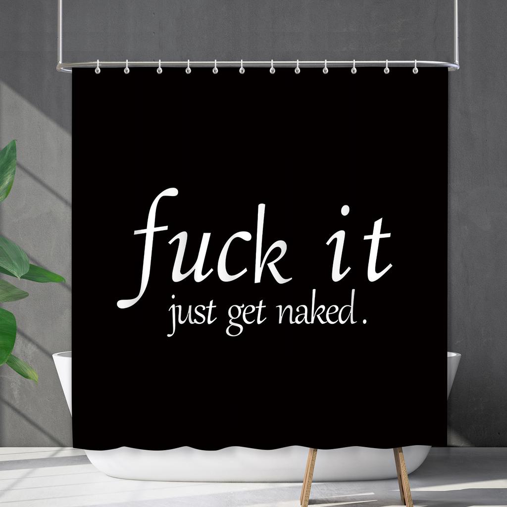 Shower Curtain Waterproof And Mildew-Proof Digital Printing English Alphabet Shower Curtain Bathroom Shower Cloth Partition Curtain Free Of Punching