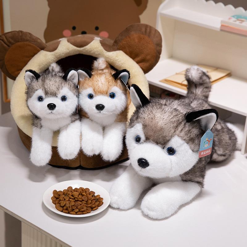Cartoon Husky Plush Toy - Small Dog Comfort Doll for Children's Birthday Gift