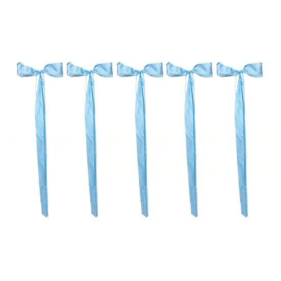 

5 шт. Свадебные банты для украшения прохода, атласные ленты, банты для церемонии на спинке церковной скамьи, ленты для свадебного фона, декор прохода синий