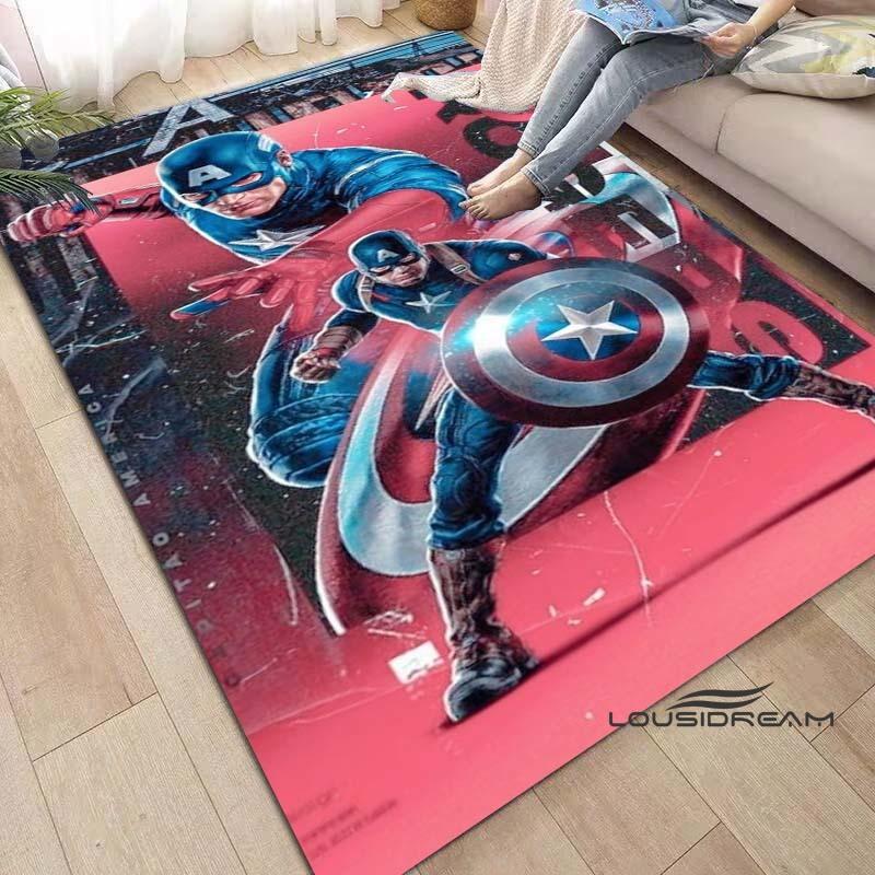 Captain America Cartoon-Themed Rug — Living Room Home Décor, Bedroom, Sofa & Doormat Accent, Children's Rug, Non-Slip Mat