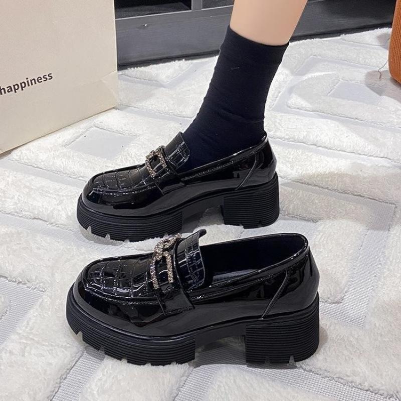 British style women's 2025 new spring and autumn popular square heels children's super fire black EVA fisherman shoes