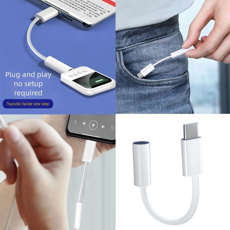 Braided USB C To 3.5mm Audios Adapter With Support For Smartphones Tablets And Sound Output