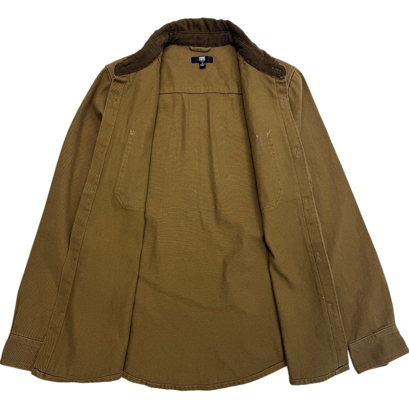 Men's Spring and Autumn Pure Cotton Twill Shirt, American Casual Workwear Corduroy Lapel Thin Jacket