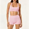 Sports Tight Yoga Suit with Chest Pad Fitness Bra Women's Outdoor Casual Running Outside Striped Shorts Suit