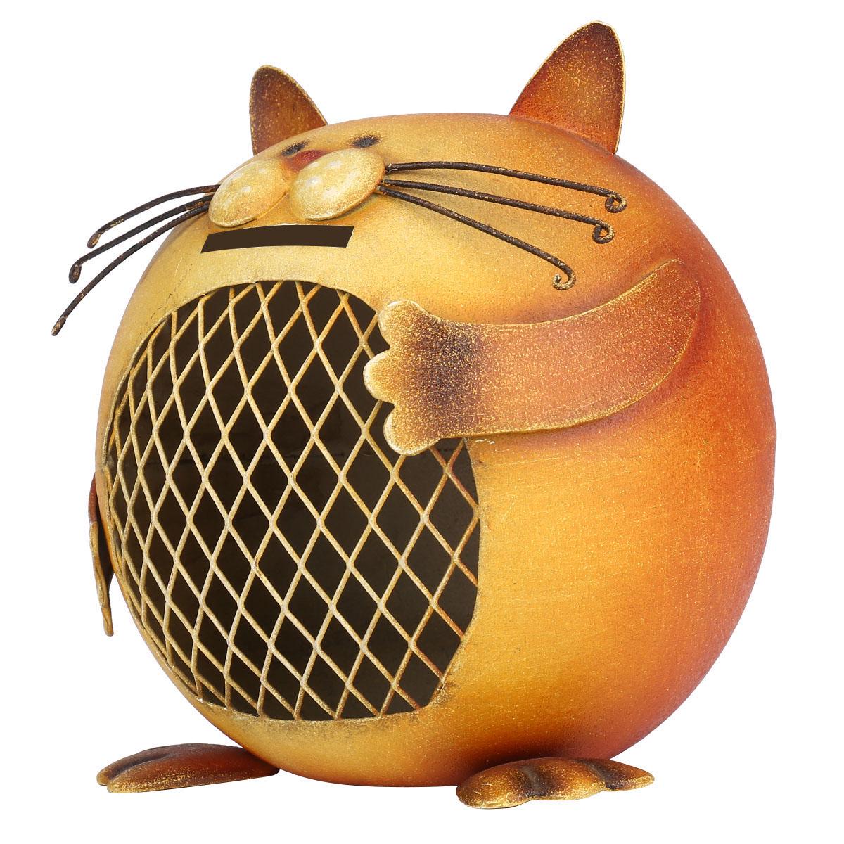 

Dioche Orange Cat Shaped Bank for Children, Cat Shaped Iron Box, Bank, Craft Ornament for Home,