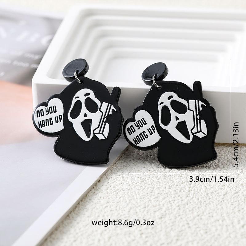 Halloween Dunkle Ohrringe Gruselige Totenkopf-Ohrringe Regenbogen-Geist Schmetterling Stecker-Ohrringe Accessoires für Männer und Frauen