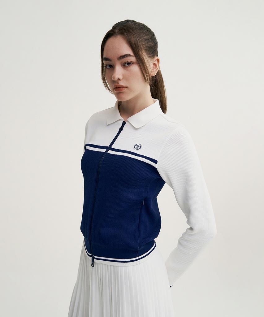 Sergio Tacchini W Goat Damarind Better Knit Zip-Up Cardigan (Navy)