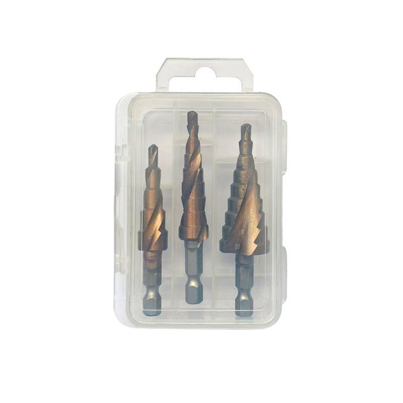 6-Piece Titanium Coated Serrated Step Drill Bit Set - Rustproof, Durable, High-Efficiency Twist Hole Opener.
