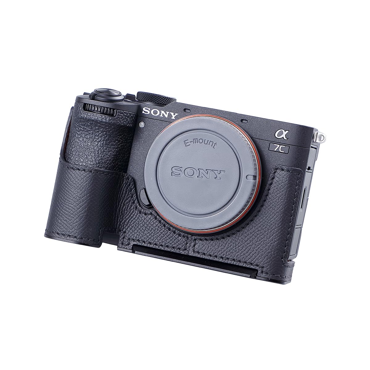 

SIUTATDSH Camera Half Case for Sony A7C2 A7C M2 a7cii Vintage Metal Genuine Leather Instant Camera Protective Case Stylish Portable Shockproof (Black)