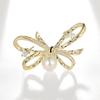 Bo Xin Yun Zirconia Bow Brooch with Freshwater Pearl - Elegant Suit Accessory Pin
