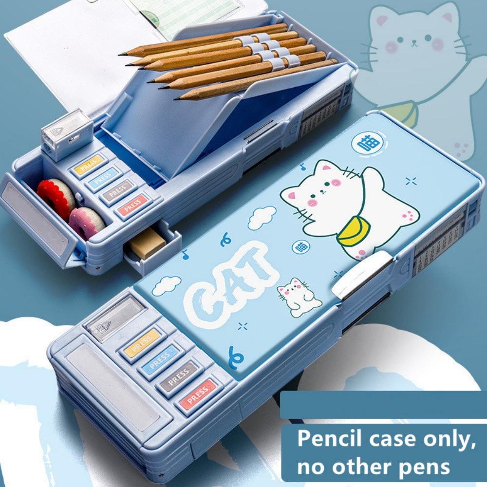 Mechanical Deformable Cute Pencil Case with Pen Insert Multifunctional Key Switch Cartoon Plastic School Stationery Storage Box