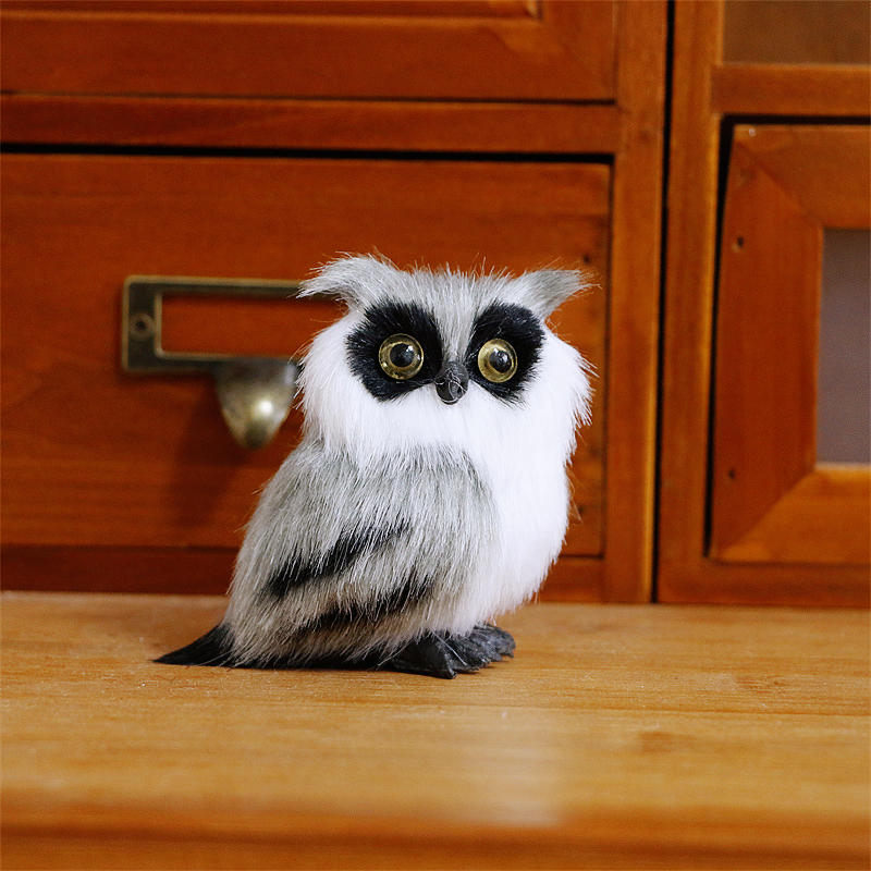 Cute Owl White Black Furry Christmas Bird Ornament Decoration Adornment Simulation For Home Decor Gifts
