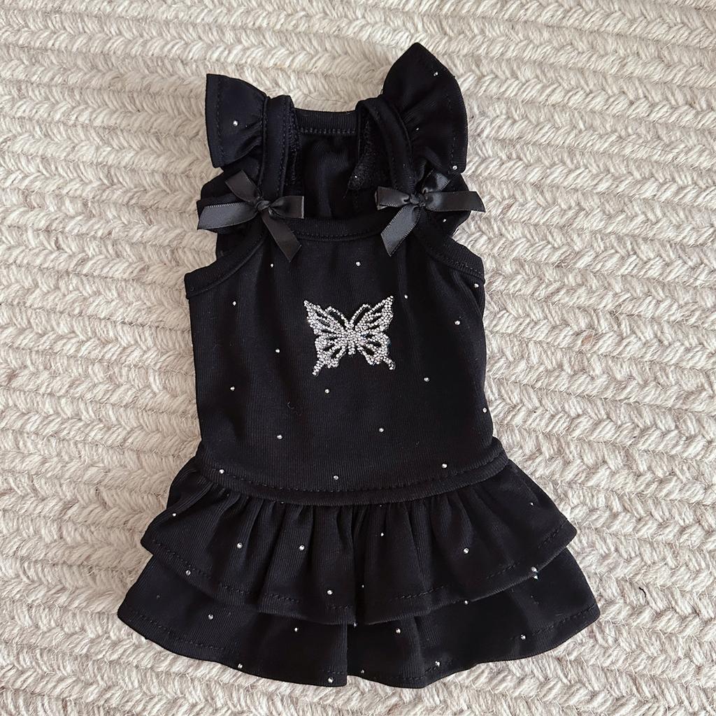 Pet Autumn and Winter Base Coat Butterfly Diamond Flying Sleeve Princess Skirt Dog Dresses for Small Dogs Puppy Clothes