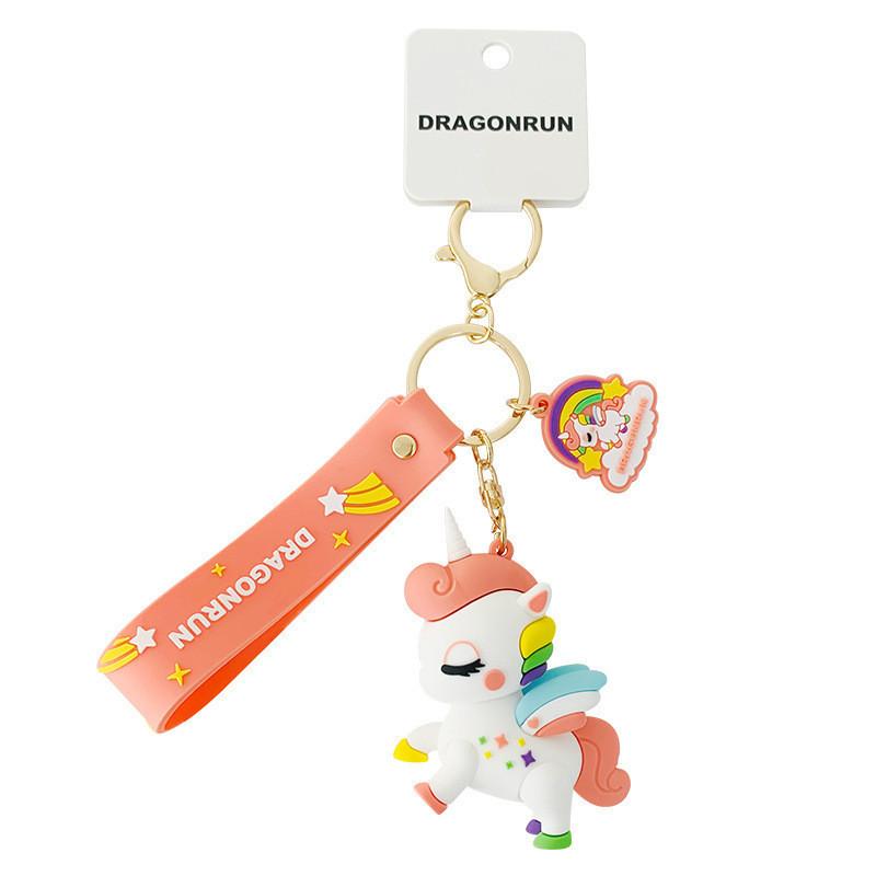 Adorable Unicorn Keychain Cartoon Style Cute Gift Bag Charm For Couples In Pink Metal