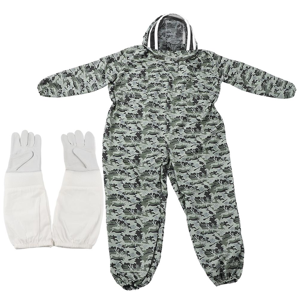 Double   One Piece Bee Suit Beekeeping Protective Clothes with Gloves for Beekeeper(1 Pair XL Gloves XL Bee Suit )