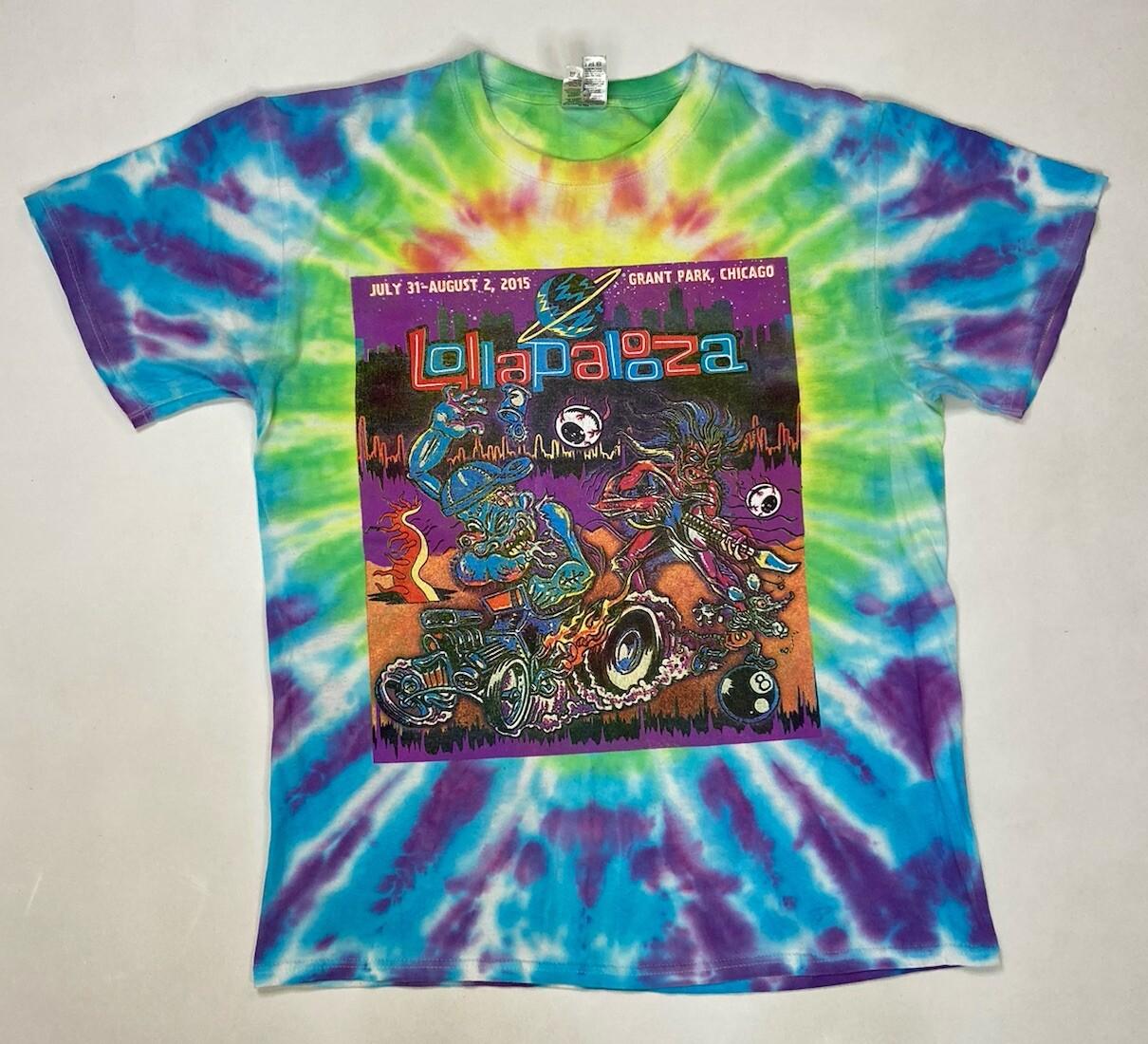 Lollapalooza 2015 Festival Chicago Graphic T-shirt Men Medium Multicolor Tie Dye XXXXL