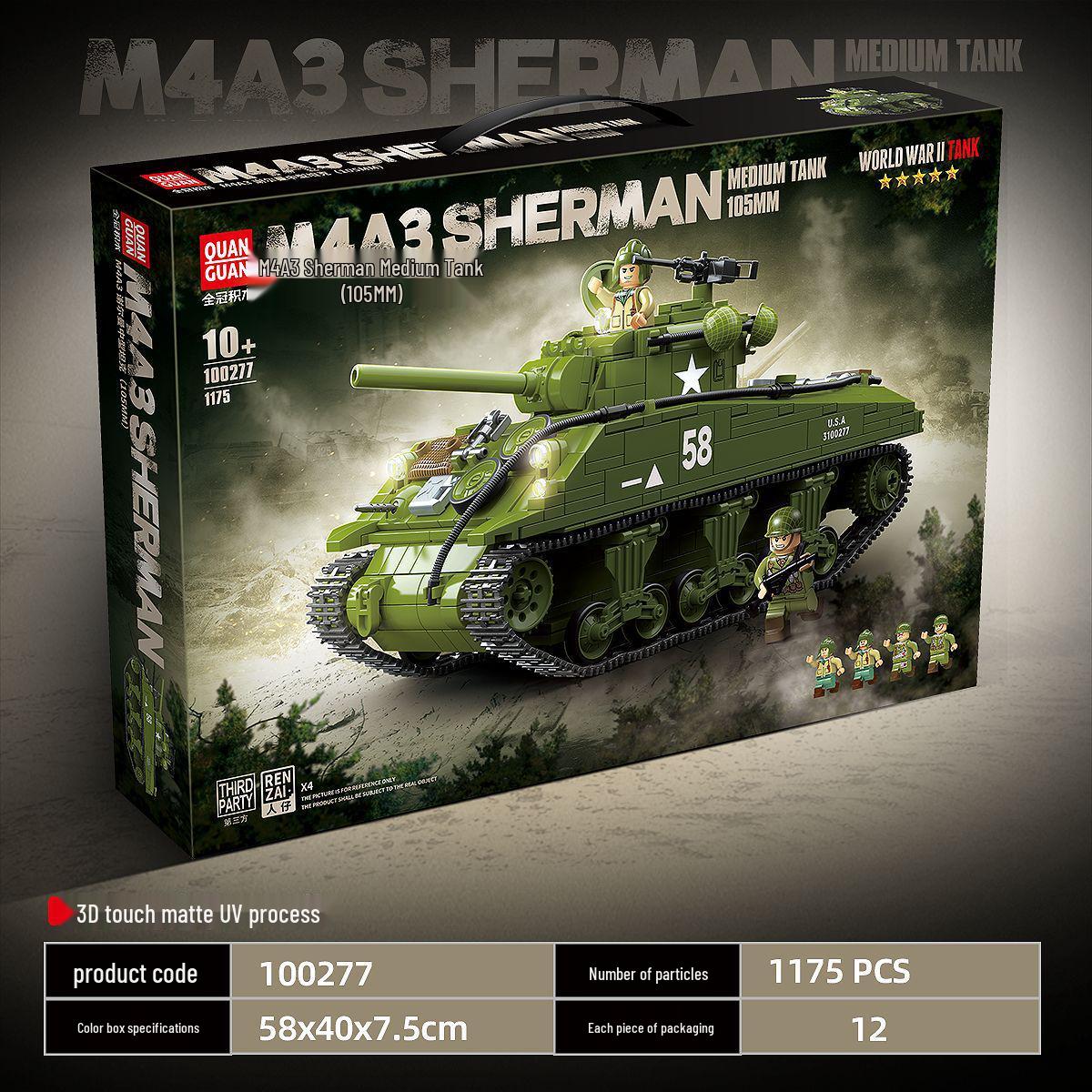 

Средний танк M4A3 Шерман Игрушка-конструктор: Полный набор для интеллектуальной сборки «Корона» для мальчиков 1175 pcs