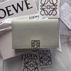 Used LOEWE Anagram Trifold Light Green Bi-fold Cardholder