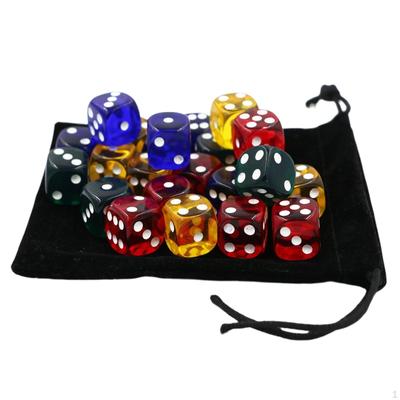6 Sided Dices with Velvet Pouch (Blue, Red, Black, Yellow) for Math Learning