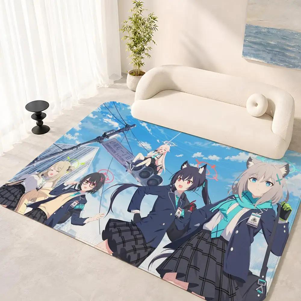 Anime B-Blue Archive Tsukatsuki Rio Floor Mat Floor Mat Soft Flannel Non-Slip Door Rug for Living Room