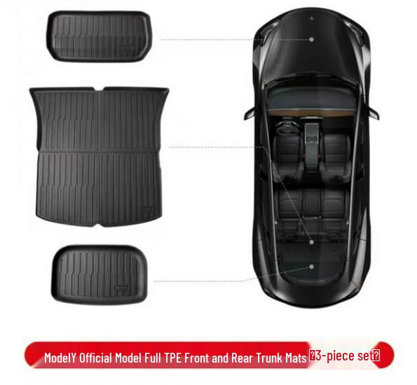 Refreshed Tesla Model Y Front & Rear TPE Trunk Mats - Upgraded Interior Accessories